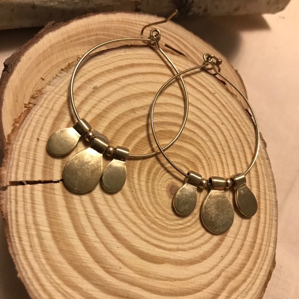 Hoop gold bohemian style drop earrings